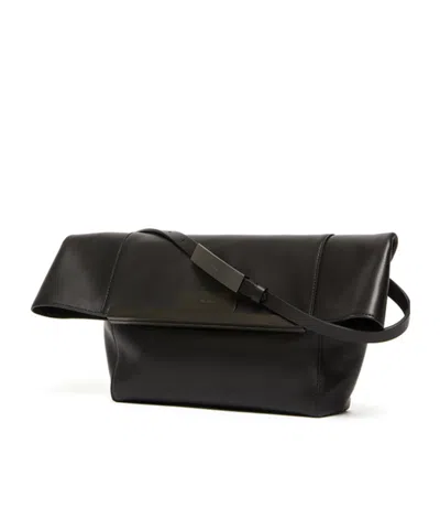Max Mara Small Natural Leather Clutch Bag In Black
