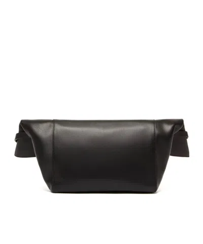 Max Mara Small Natural Leather Clutch Bag In Black
