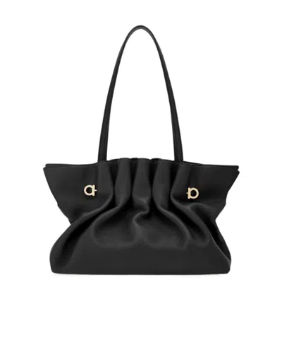 Ferragamo Medium Soft Shoulder Bag In Black