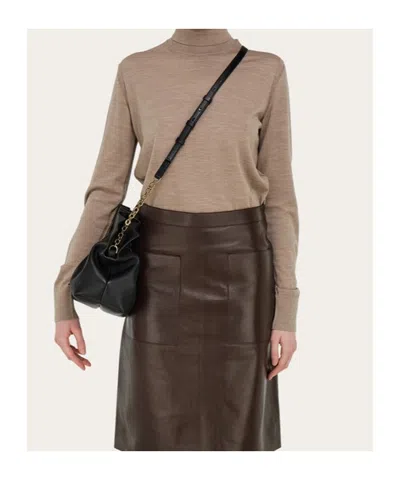 Ferragamo Medium Soft Shoulder Bag In Black