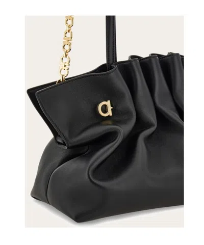 Ferragamo Medium Soft Shoulder Bag In Black