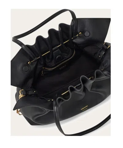 Ferragamo Medium Soft Shoulder Bag In Black