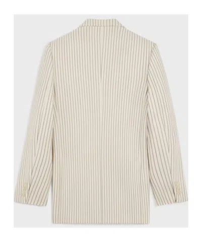 Celine Striped Wool Blazer In Neutral