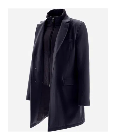 Herno Wool Beaver Coat In Blue