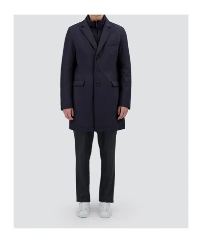Herno Wool Beaver Coat In Blue