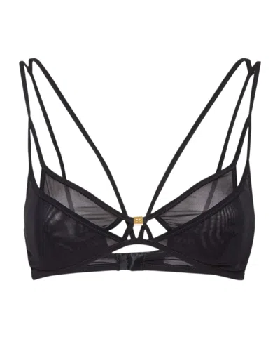 Dsquared2 Sheer Fabric Strappy Triangle Cups Bra In Black
