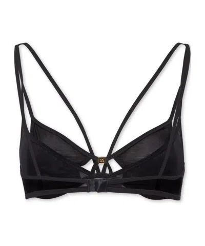 Dsquared2 Sheer Fabric Strappy Triangle Cups Bra In Black
