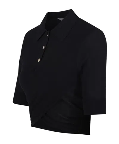 Sportmax Shaker Cropped Polo Shirt Clothing In Black