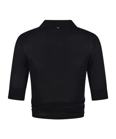 Sportmax Shaker Cropped Polo Shirt Clothing In Black