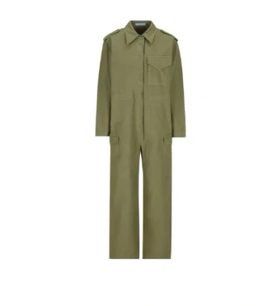 Prada Long Sleeve Jumpsuit In Green