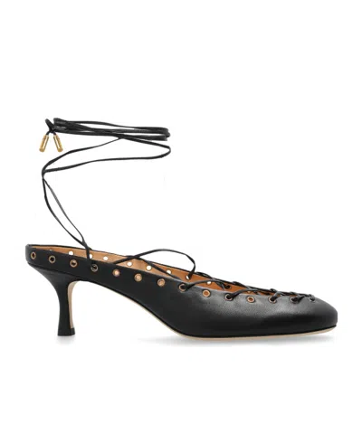 Chloé Chloe Ghilies Tie-up Leather Sandals In Black
