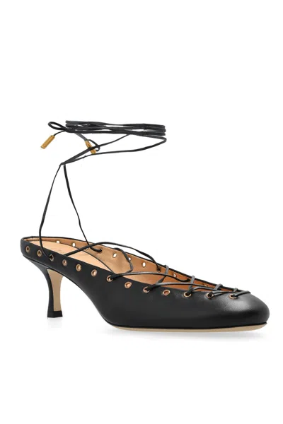 Chloé Chloe Ghilies Tie-up Leather Sandals In Black