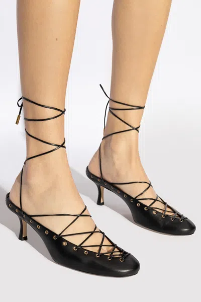 Chloé Chloe Ghilies Tie-up Leather Sandals In Black