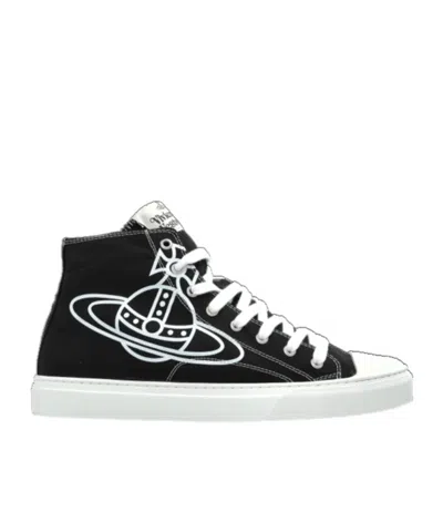 Vivienne Westwood High Top Canvas Plimsoll Cotton Canvas Black 11-45 Men
