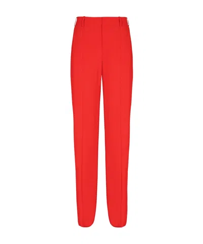 Balmain Crepe Straight-leg Tailored Trousers In Red