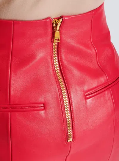 Balmain 4-button Leather Mini Skirt In Orange