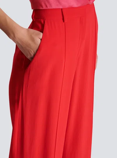Balmain Crepe Straight-leg Tailored Trousers In Red