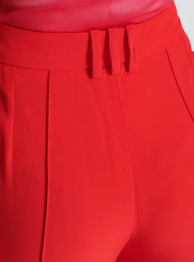 Balmain Crepe Straight-leg Tailored Trousers In Red