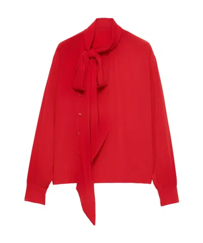 Prada Marocain Silk Shirt In Red