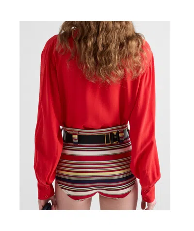 Prada Marocain Silk Shirt In Red