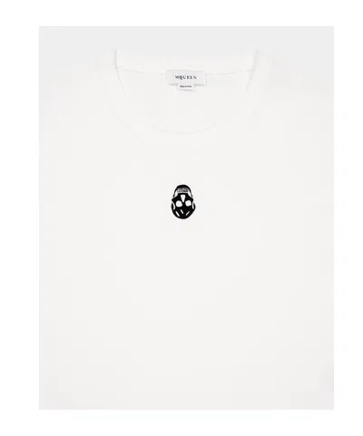 Alexander Mcqueen Embroidered Skull T-shirt In White