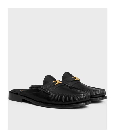 Celine Luco Mule Loafer In Polished Bull In Black