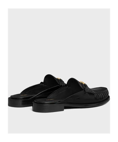 Celine Luco Mule Loafer In Polished Bull In Black