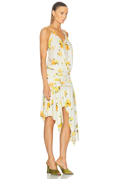 Acne Studios Dikata Floral Asymmetric Midi Dress In Orange