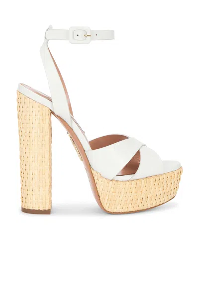 Aquazzura White Ankle Strap Heels In White