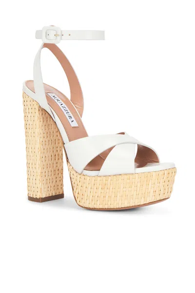 Aquazzura White Ankle Strap Heels In White