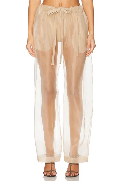 Khaite Beige Semi-transparent Silk Pants With Drawstring Waist