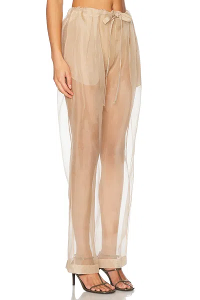 Khaite Beige Semi-transparent Silk Pants With Drawstring Waist