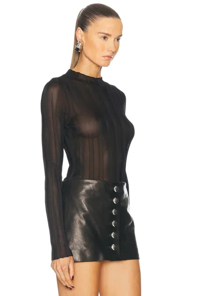 Khaite Cosette Semisheer Silk Blend Rib Knit Top In Black