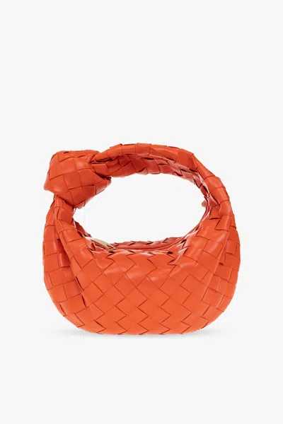 Bottega Veneta Women Mini Jodie Leather Handbag With Intrecciato Motif In Orange