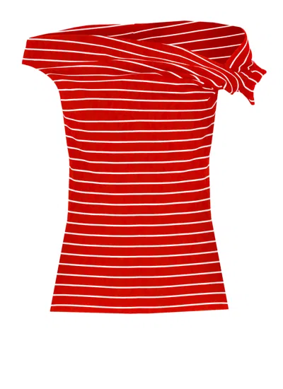 Msgm Knotted Shoulder Strap Top In Red