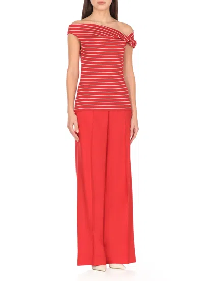 Msgm Knotted Shoulder Strap Top In Red