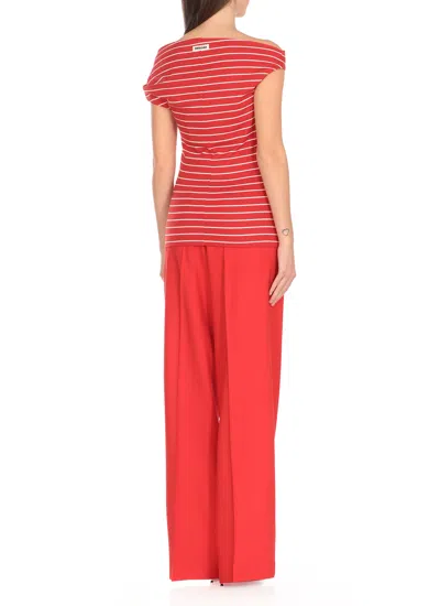 Msgm Knotted Shoulder Strap Top In Red