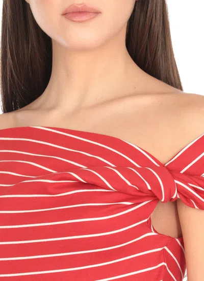 Msgm Knotted Shoulder Strap Top In Red