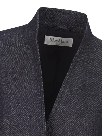 Max Mara Stand Up Collar Button-up Jacket In Blue