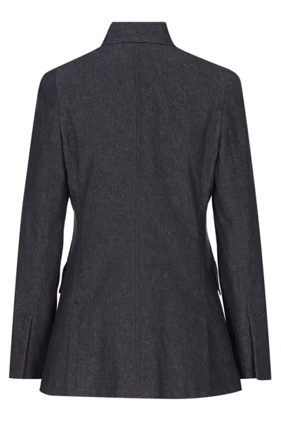 Max Mara Stand Up Collar Button-up Jacket In Blue