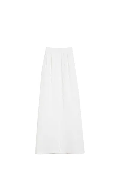Max Mara Long Compact Jersey Skirt In Bianco Ottico