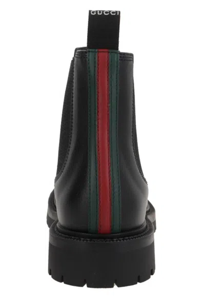 Gucci Chelsea Boots With Web In Black