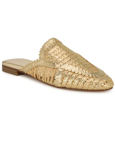 Nine West Women's Campton Woven Slip-on Mules In Gold
