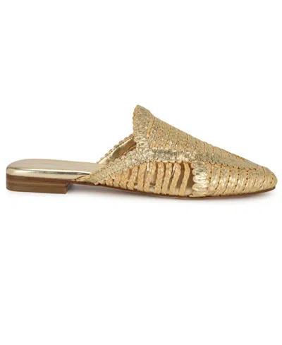 Nine West Women's Campton Woven Slip-on Mules In Gold