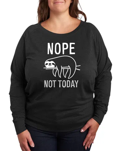 Hybrid Apparel Plus Size Sloth Nope Not Today Graphic Pullover T-shirt In Black