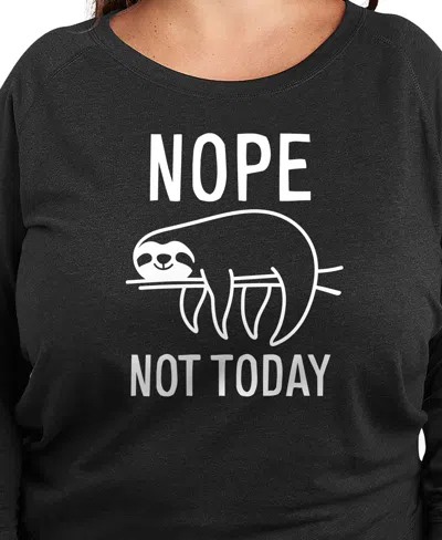 Hybrid Apparel Plus Size Sloth Nope Not Today Graphic Pullover T-shirt In Black