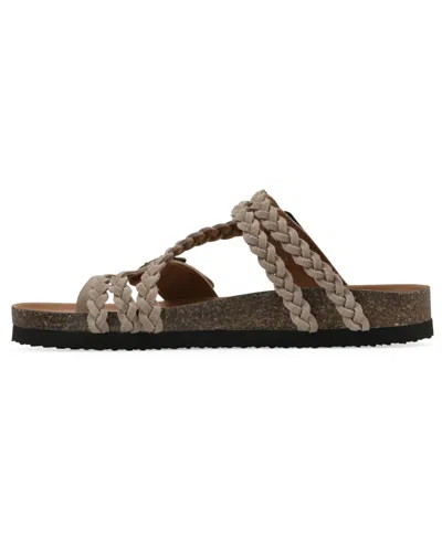 White Mountain Women's Hammy Round Toe Flat Sandals In Sandal Wood Suede
