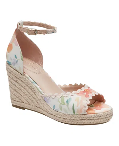 Bandolino Women's Kendri Espadrille Wedge Sandals In Peach,ivory Floral