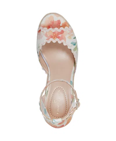 Bandolino Women's Kendri Espadrille Wedge Sandals In Peach,ivory Floral