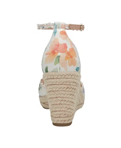 Bandolino Women's Kendri Espadrille Wedge Sandals In Peach,ivory Floral